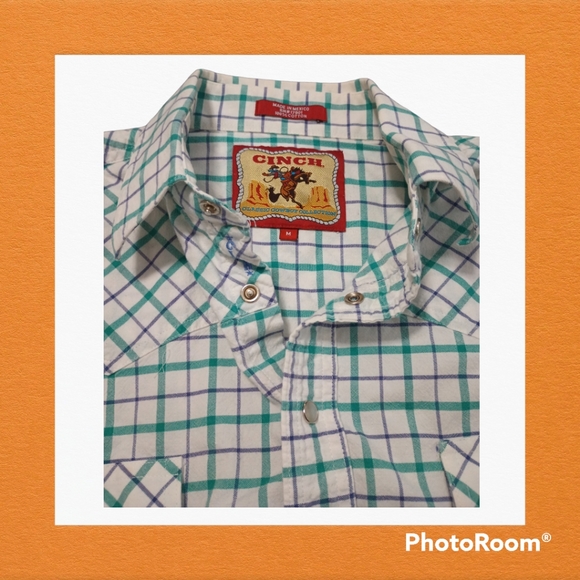 Men's CINCH 100%Cotton Pearl Snap Button Down Sz. M - Picture 2 of 7